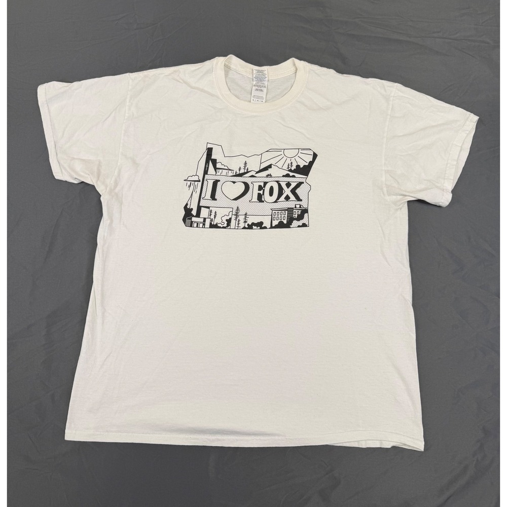 Gildan Oregon I Heart FOX Graphic T-Shirt Mens XL White Short Sleeve‎ Cotton Tee